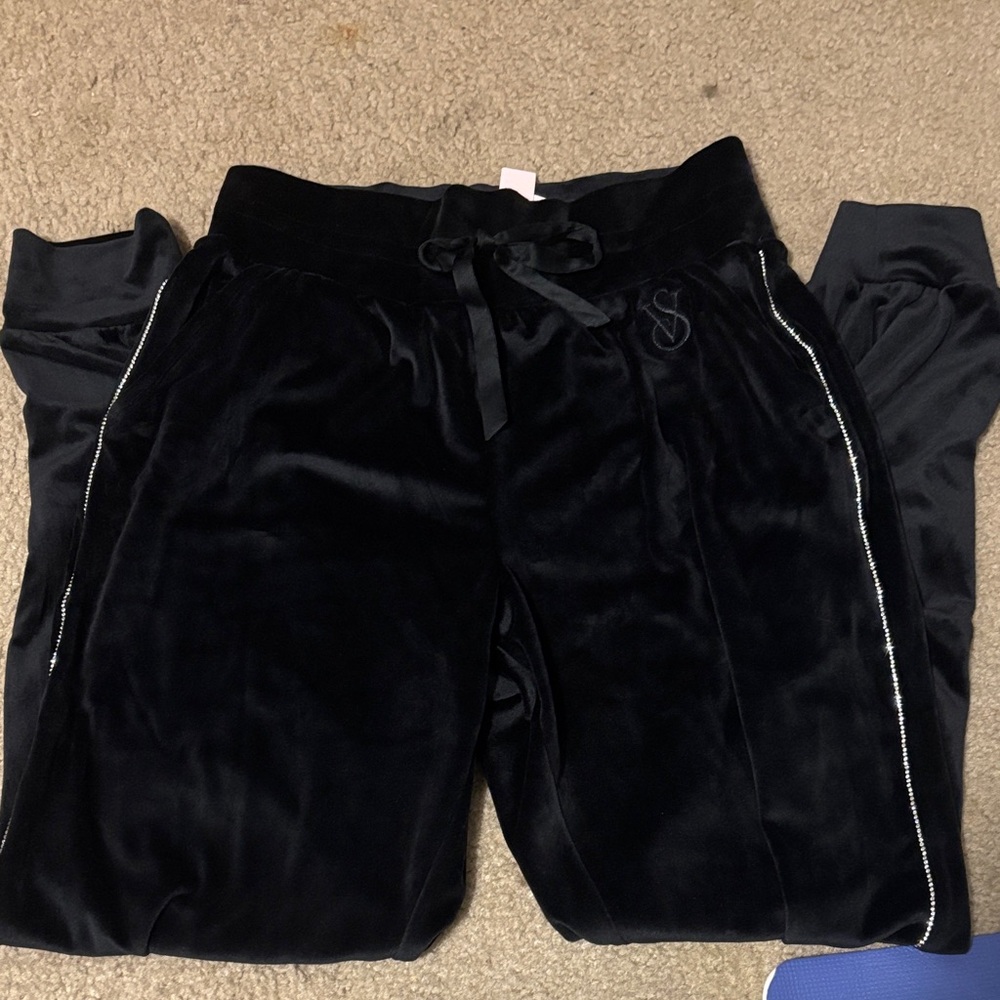 Victoria's Secret Black Velvet Joggers